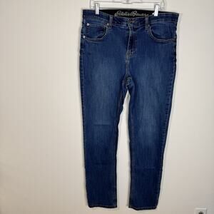 EDDIE BAUER Men’s Jeans 34x34 Classic Fit Straight Leg Stretch Denim Medium Wash